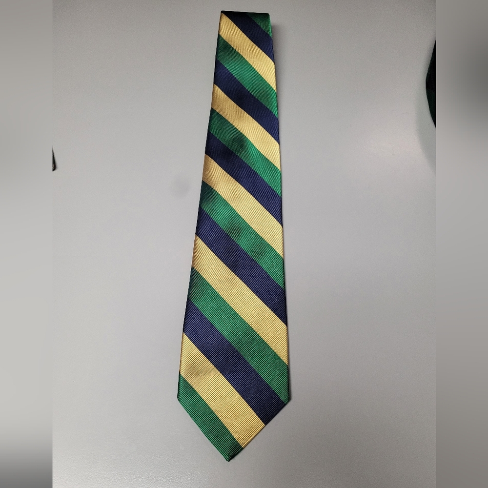 Brooks Brothers Striped Green, Yellow, and Navy Blue Men's Tie